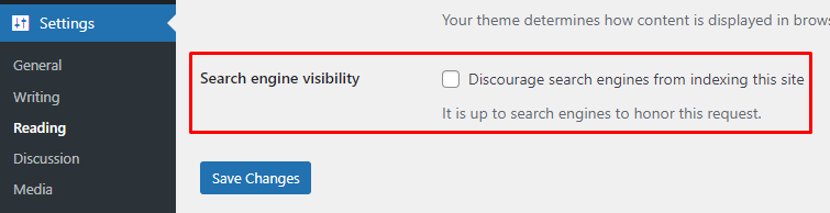 wp discourage site settings
